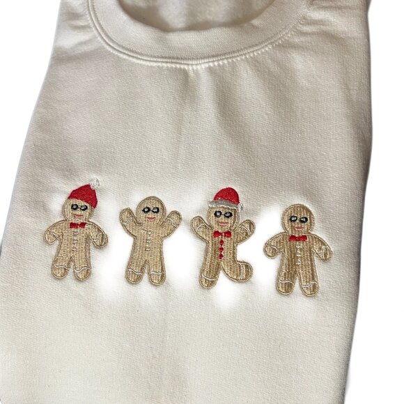 Gingerbread Design Embroidered Christmas Sweatshirt - Picture 3 of 4